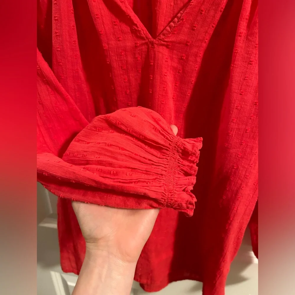 J. Crew Novelty Artist Top in Lightweight 100% Cotton, Geranium Red, Size XS